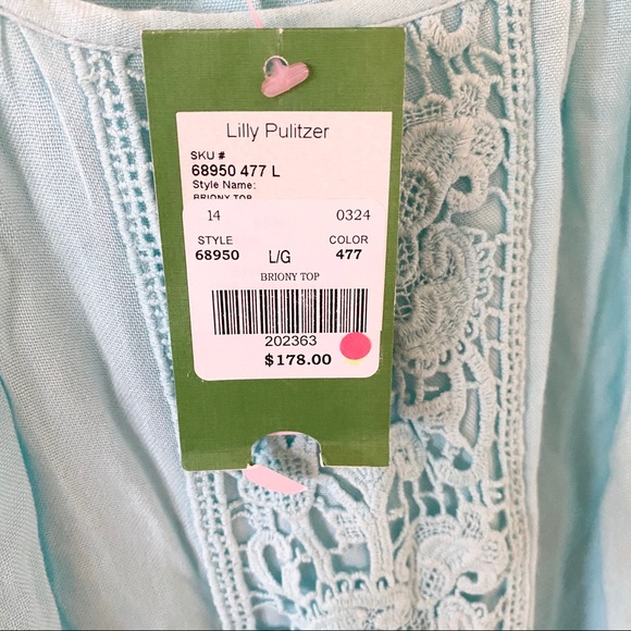 Lilly Pulitzer Briony Top Size Large Turquoise - Picture 5 of 8